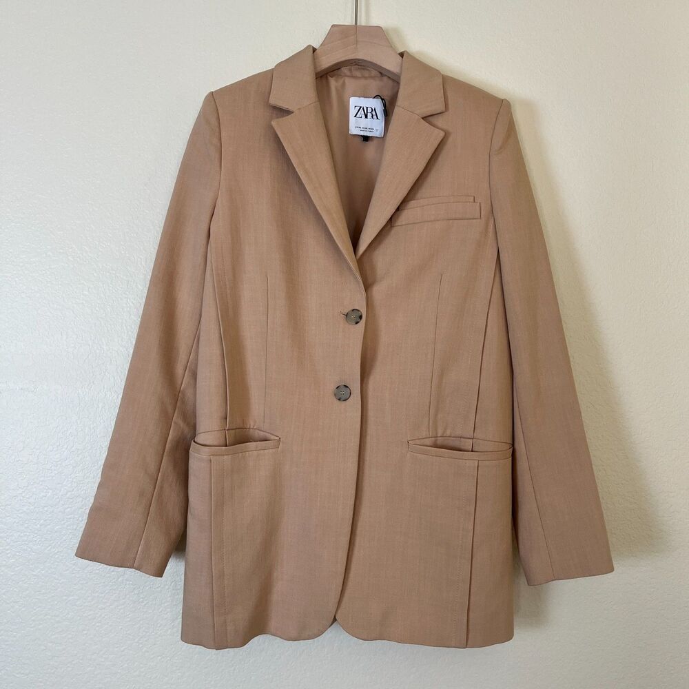 Zara Womens Size XS Beige Oversized Double Breasted Blazer NEW Minimalist Office - Picture 4 of 14